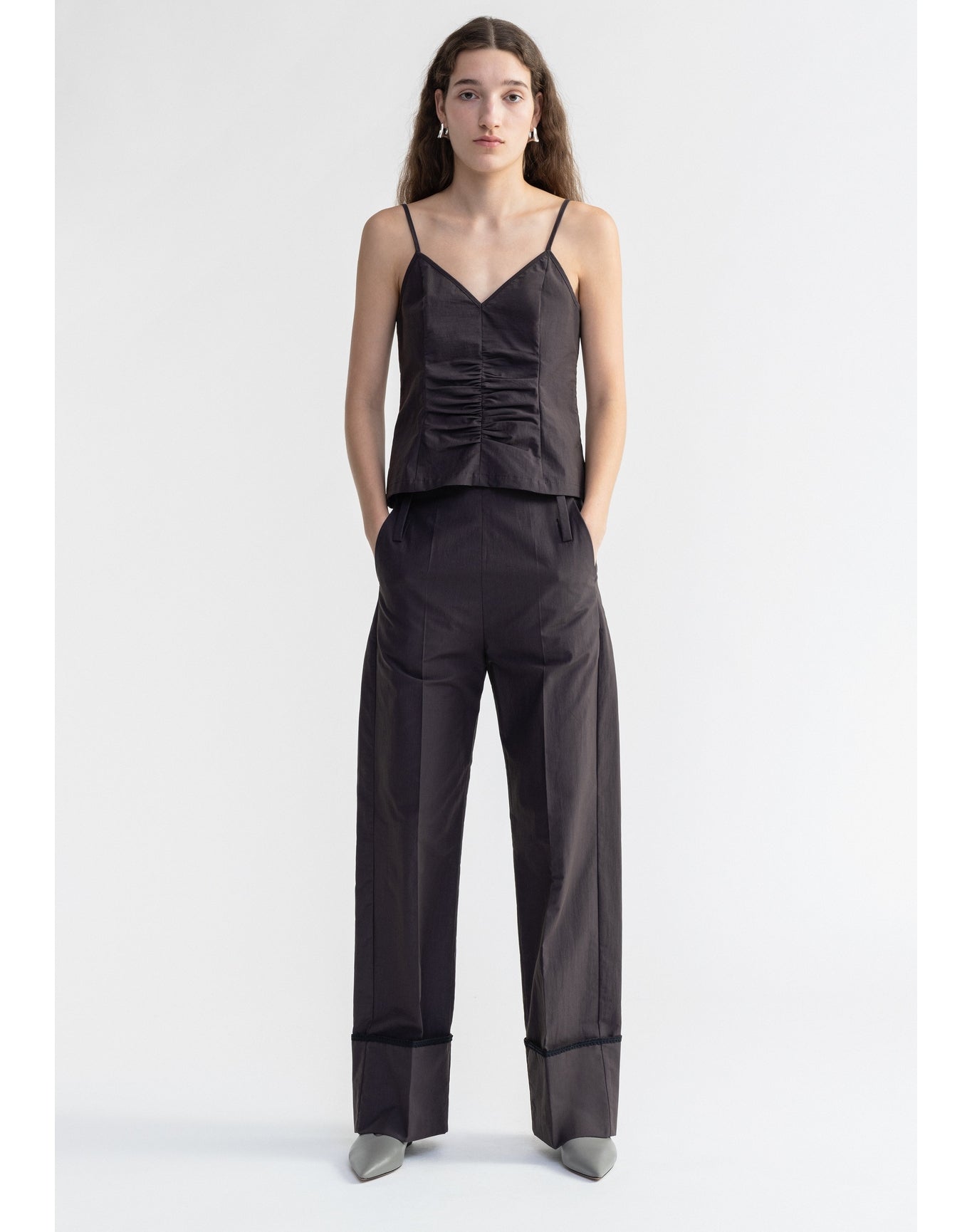 Chip | Wide Cuffed Poplin Pants | Storm