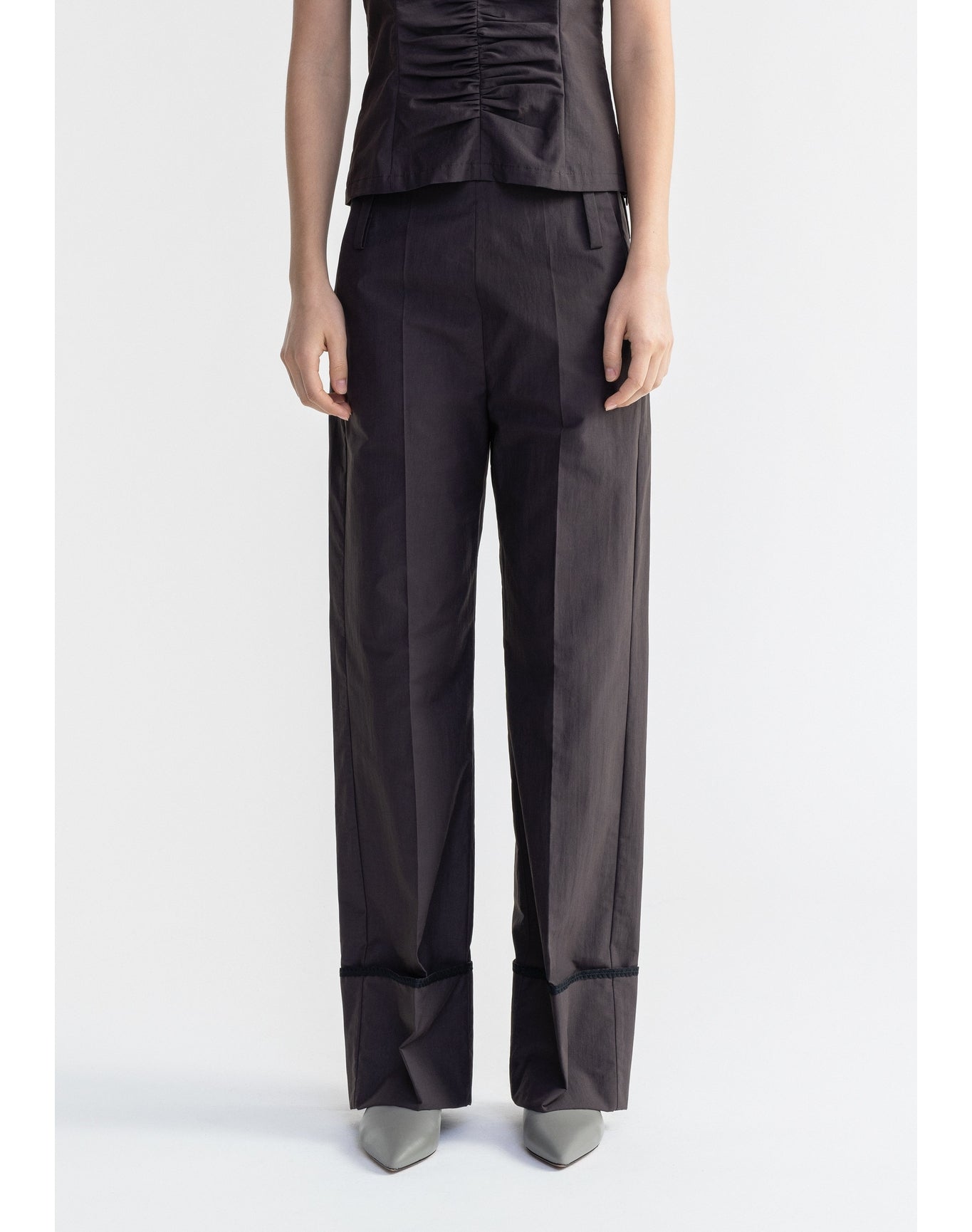 Chip | Wide Cuffed Poplin Pants | Storm