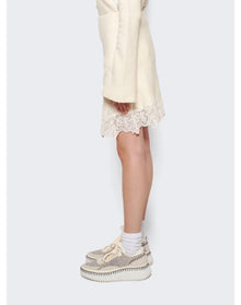 Chloé | Women | Lace Insert Rib Mini Skirt | Eden White