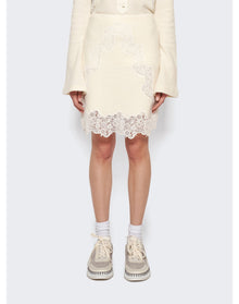 Chloé | Women | Lace Insert Rib Mini Skirt | Eden White