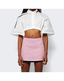Christopher Esber | Women | Cropped Lace Short Sleeve Shirt | White