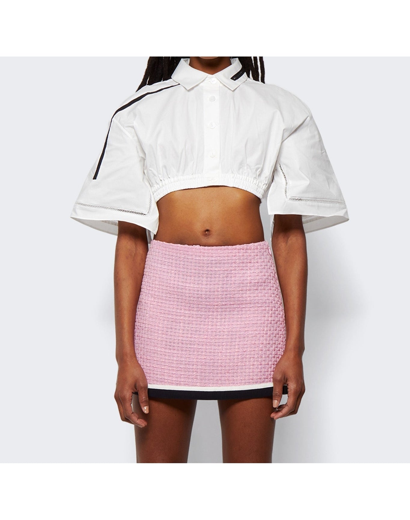 Christopher Esber | Women | Cropped Lace Short Sleeve Shirt | White