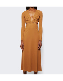 Christopher Esber | Women | Open Tie Back Long Sleeve Dress | Tan