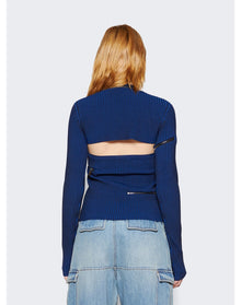 Christopher Esber | Women | Revaler Zipper Long Sleeve Knit Top | Prussian Blue