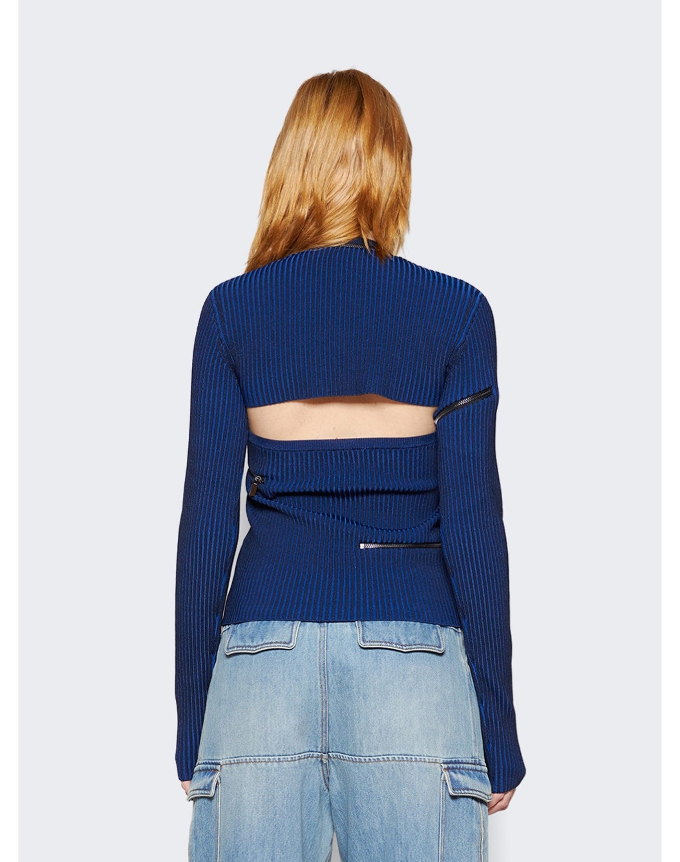 Christopher Esber | Women | Revaler Zipper Long Sleeve Knit Top | Prussian Blue