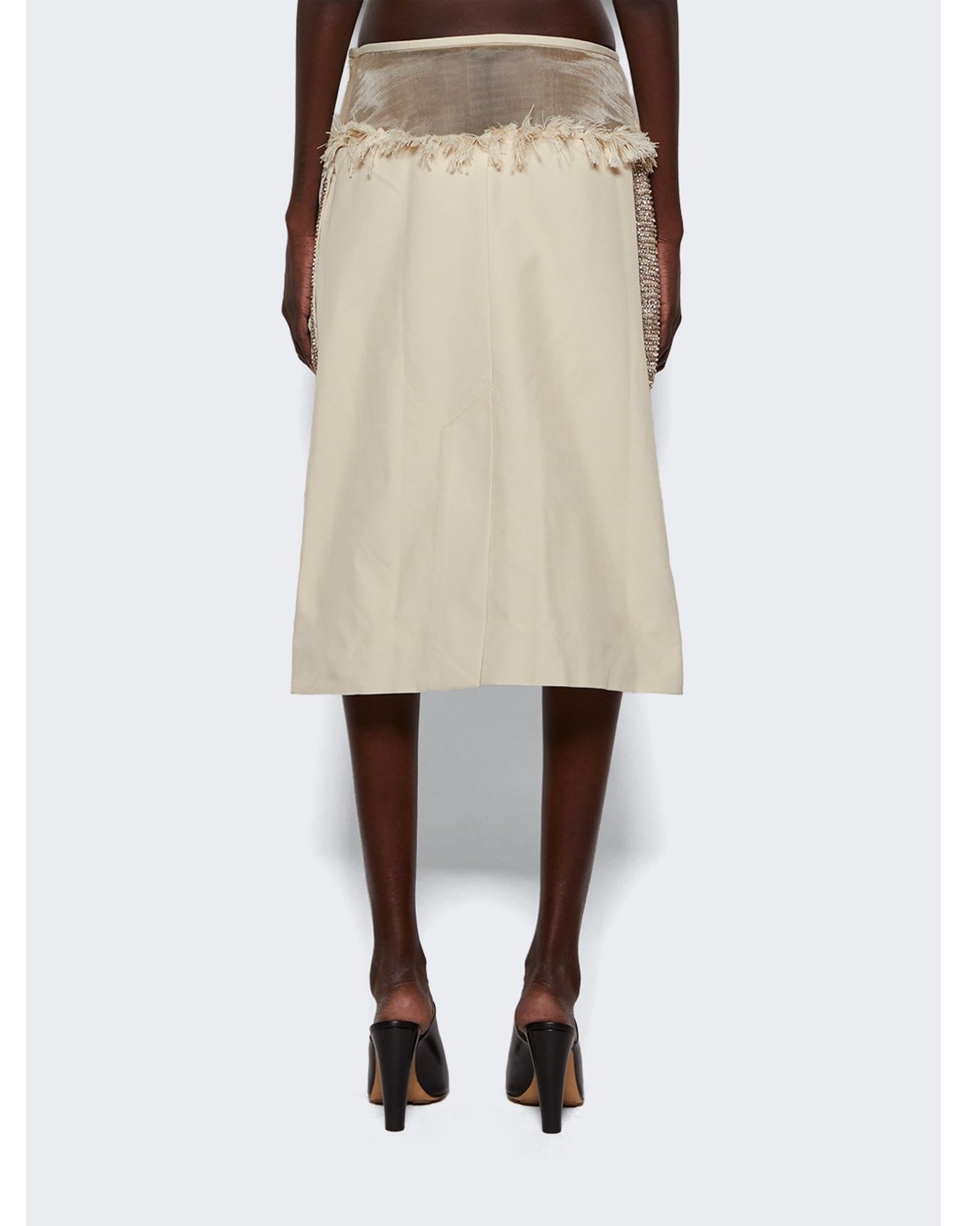 Christopher Esber | Women | Shredded Drop Waist Crystal Crochet Skirt | Tan