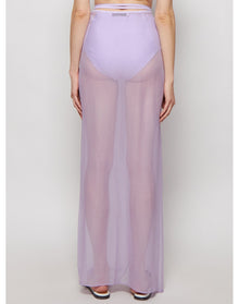 Christopher Esber | Women | Wrap Tie Sheer Skirt | Chalky Lilac