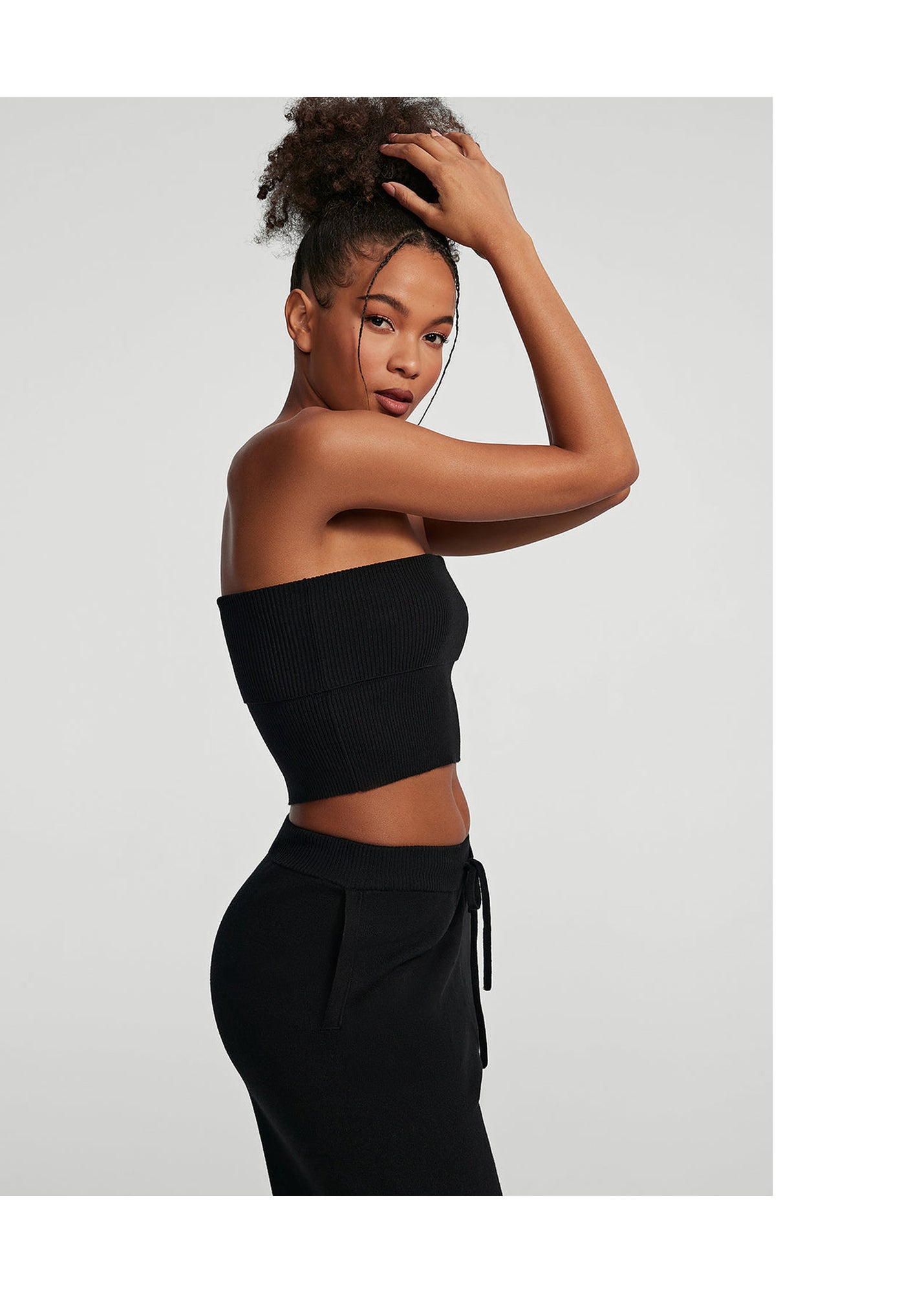 Chunky Knit Crop Top | Black
