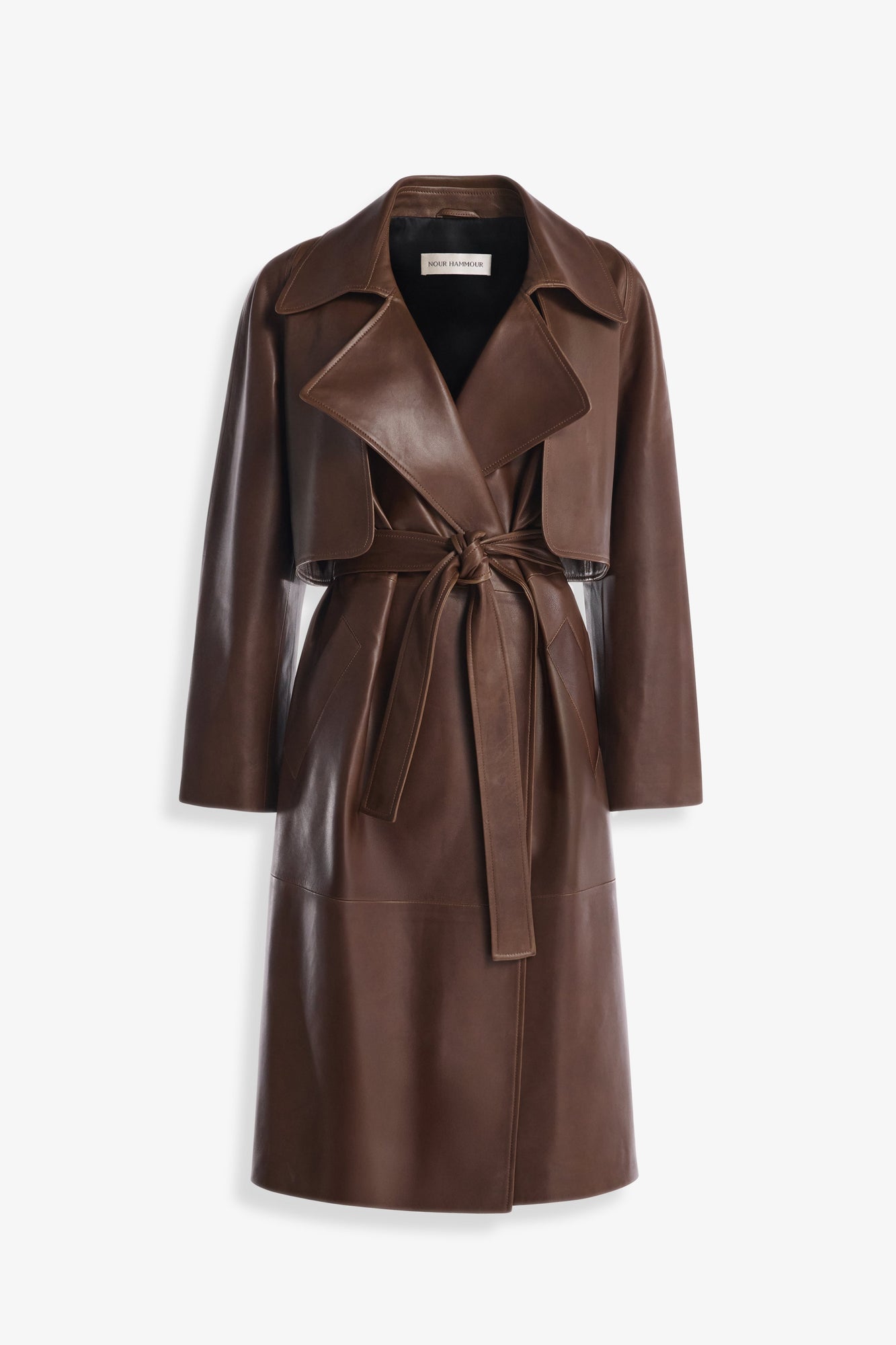 Nour Hammour Cisely Relaxed Leather Coat Canelle - Silhouette