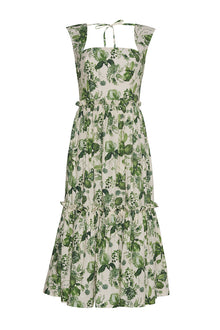 Claire Dress | Olive Hanging Orchids