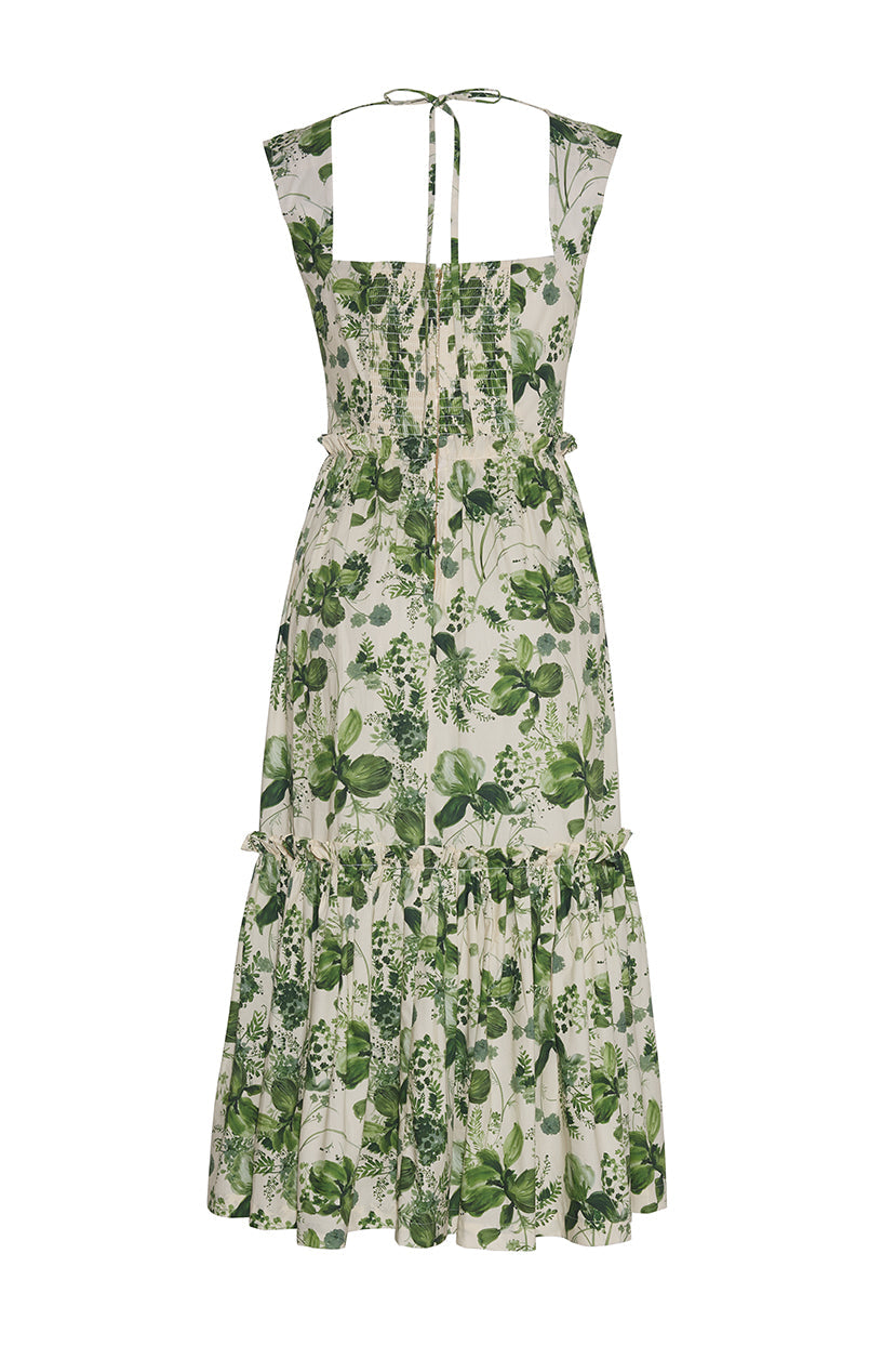 Claire Dress | Olive Hanging Orchids