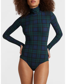 Classic Print Turtleneck Bodysuit | Tartan Plaid