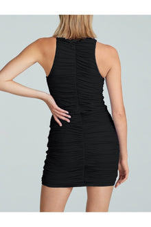 Classic Ruched Mini Dress | Black