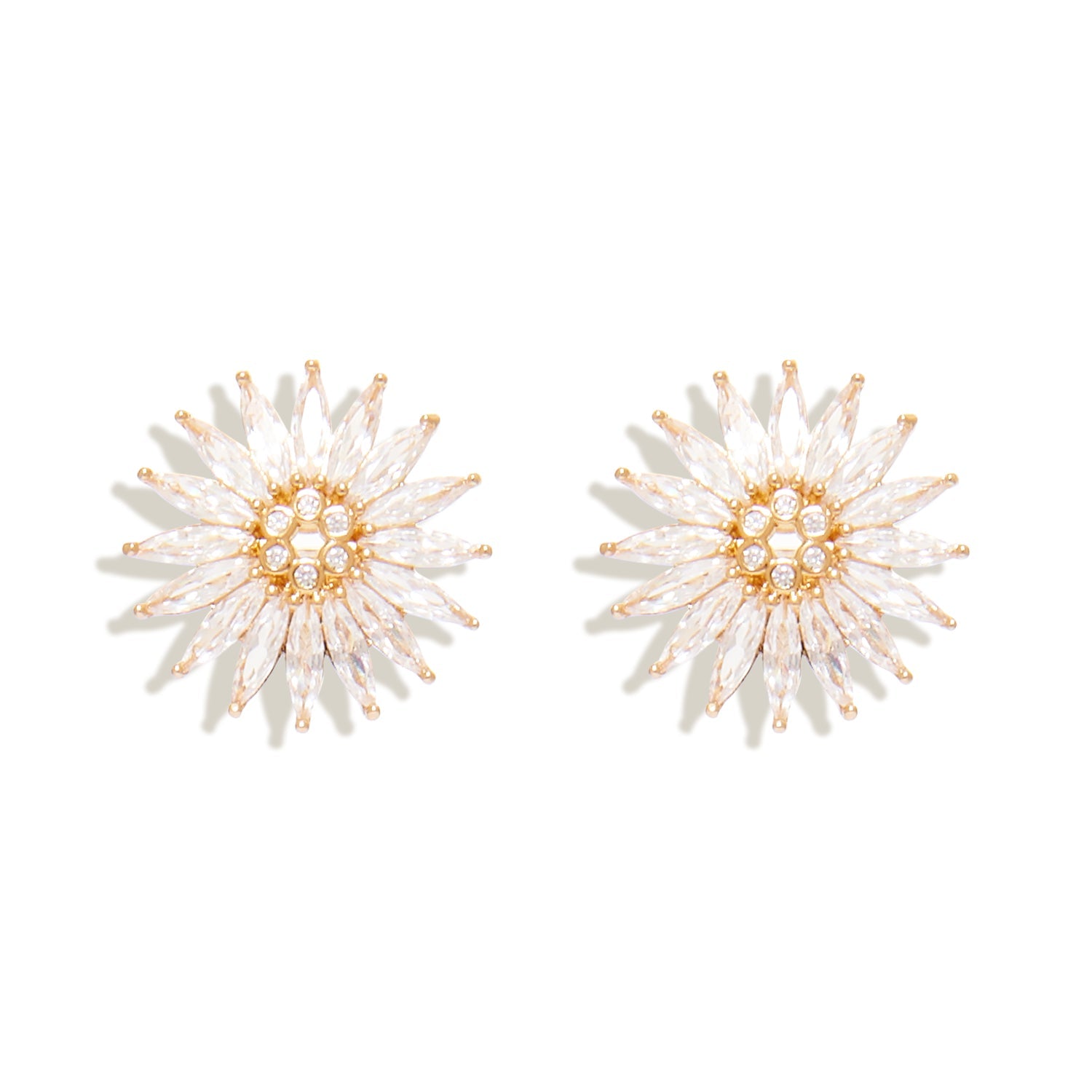 Clear Crystal Stud Earrings on Flat White Background