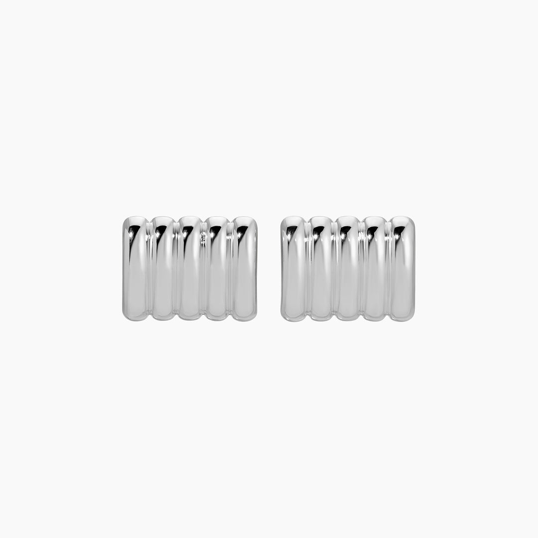 Clemmie Maxi Earrings | Silver PVD Plated Stainless Steel/Black Resin Beads
