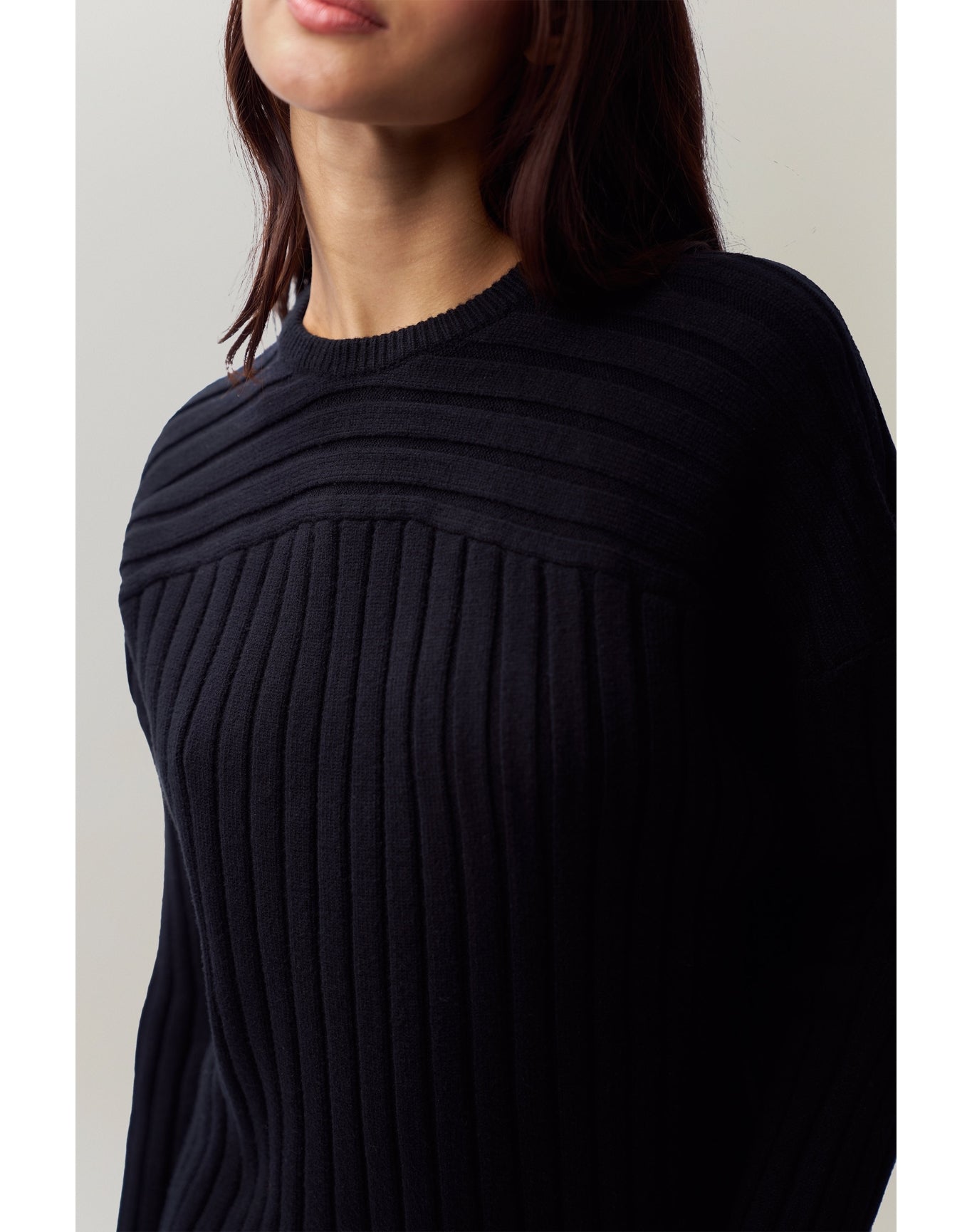 Cleon Rib Knit Pullover | Black