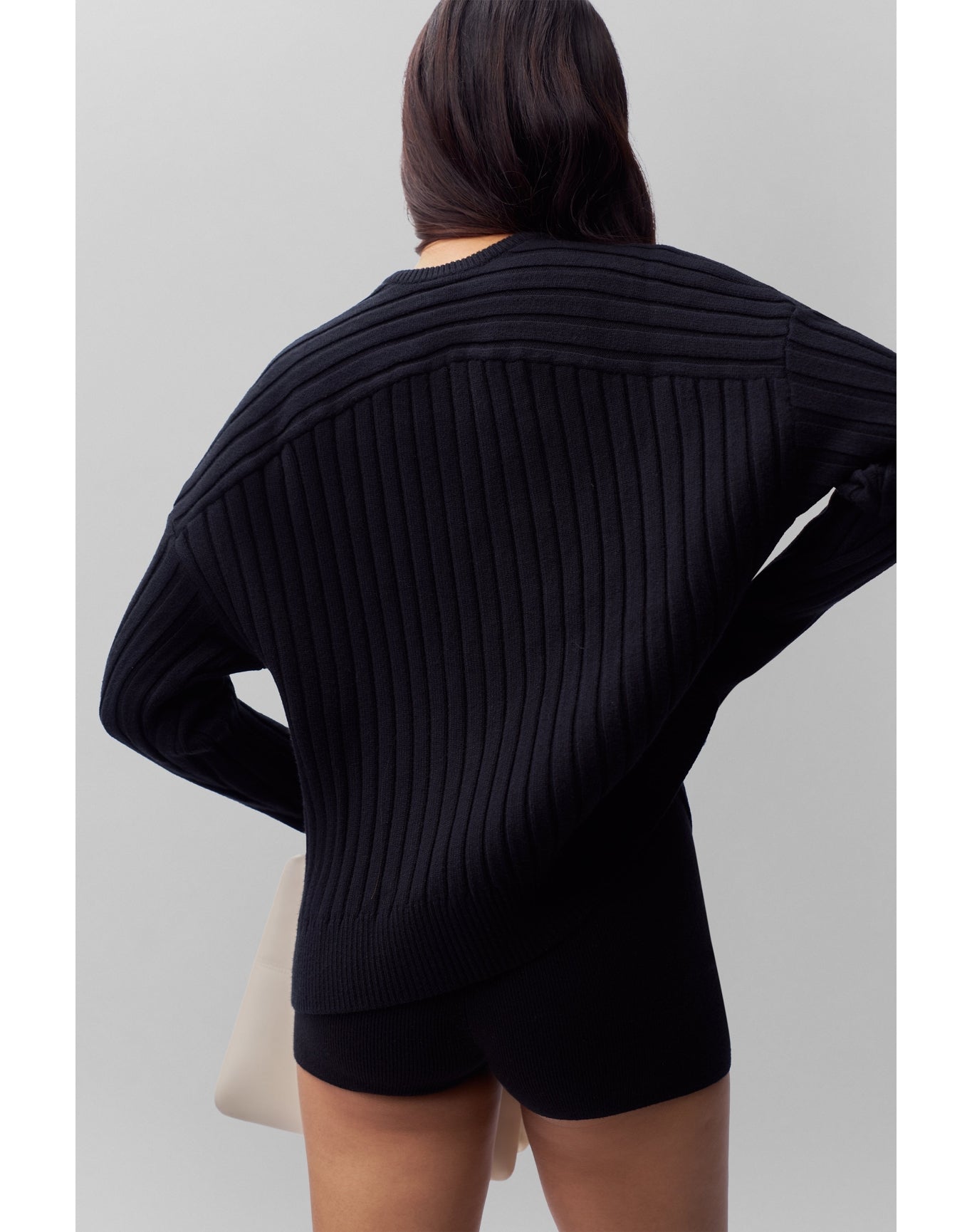 Cleon Rib Knit Pullover | Black
