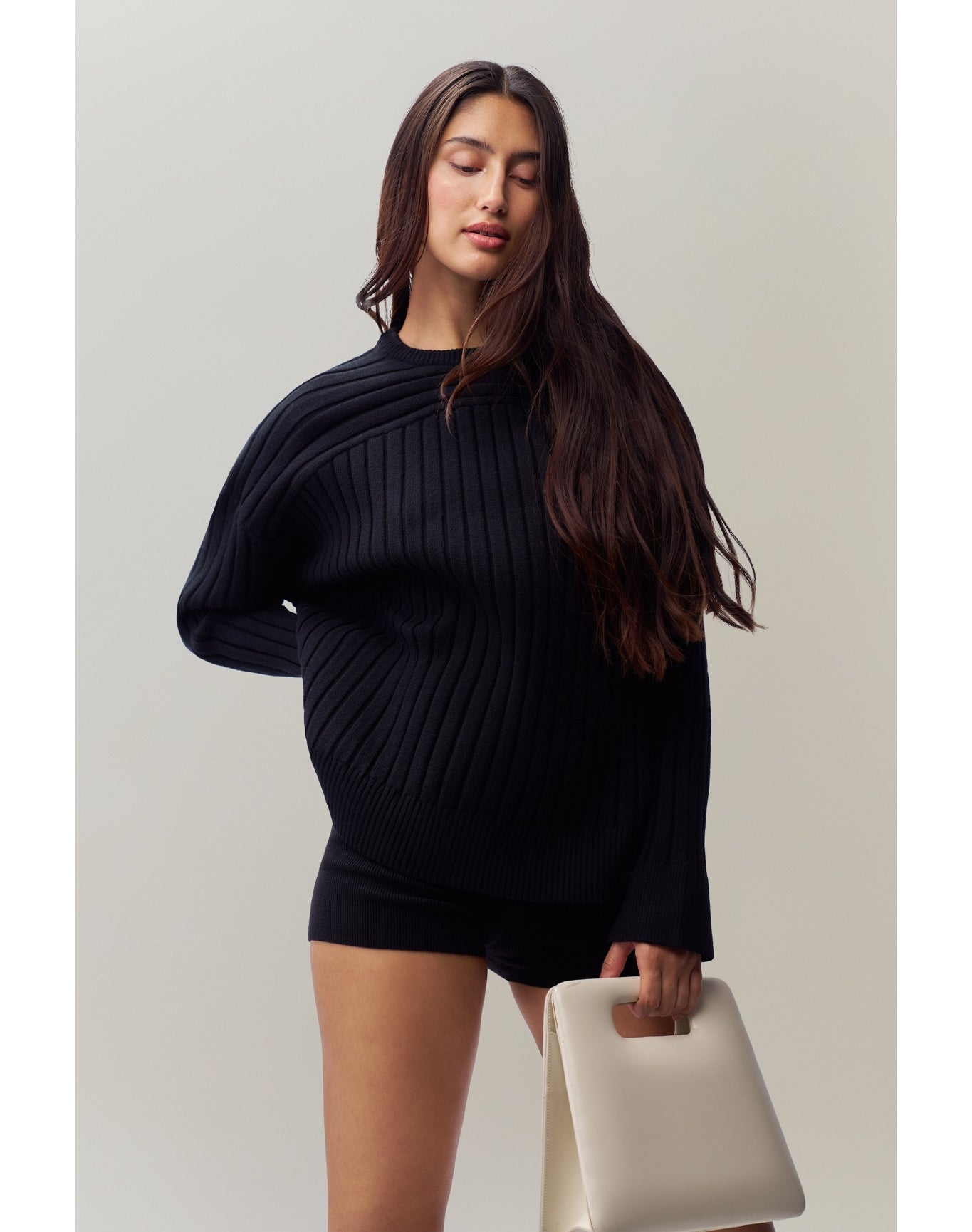 Cleon Rib Knit Pullover | Black