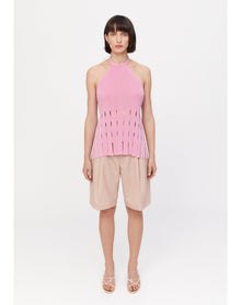 Clover | Backless Fringe Top | Electric Rose