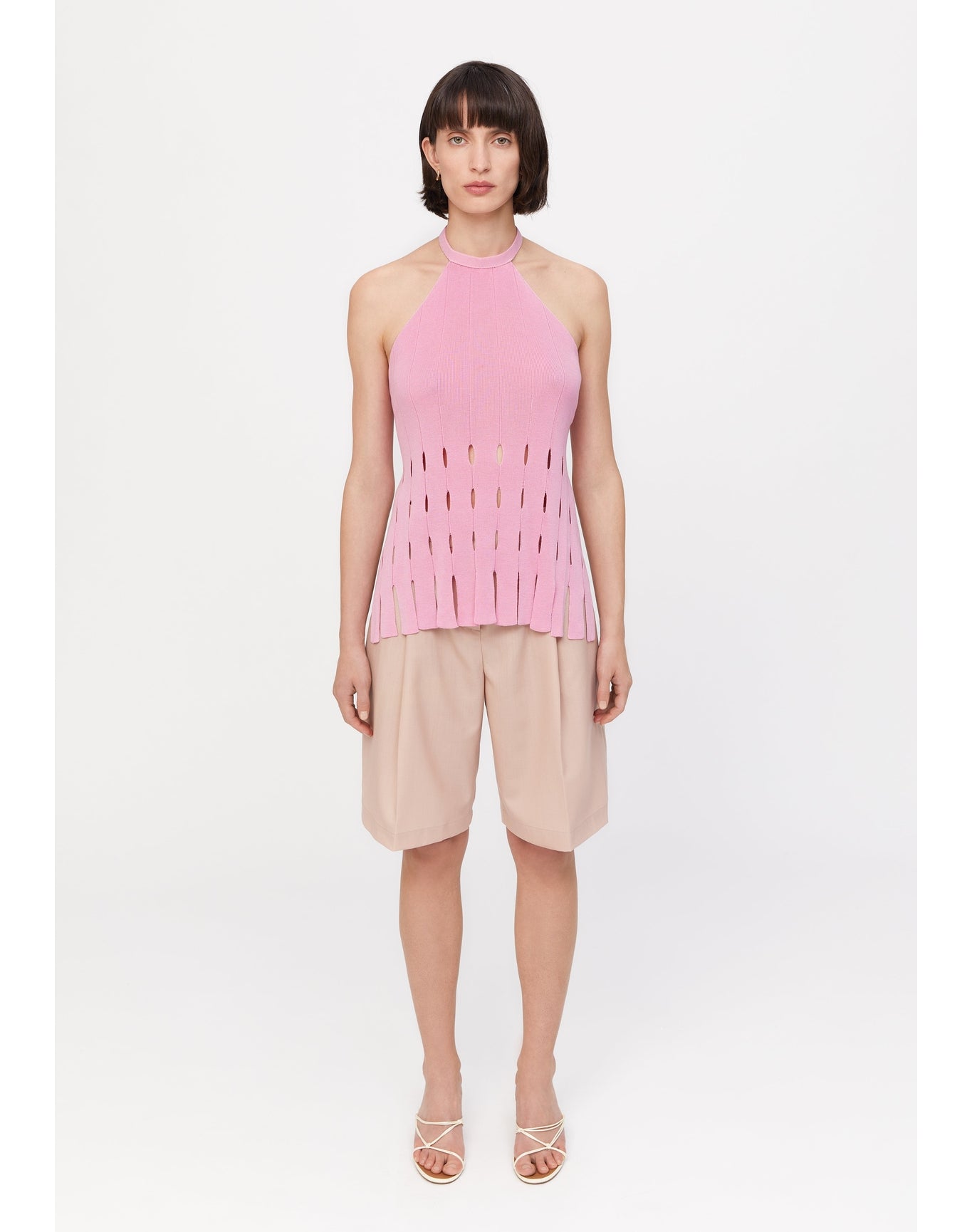 Clover | Backless Fringe Top | Electric Rose