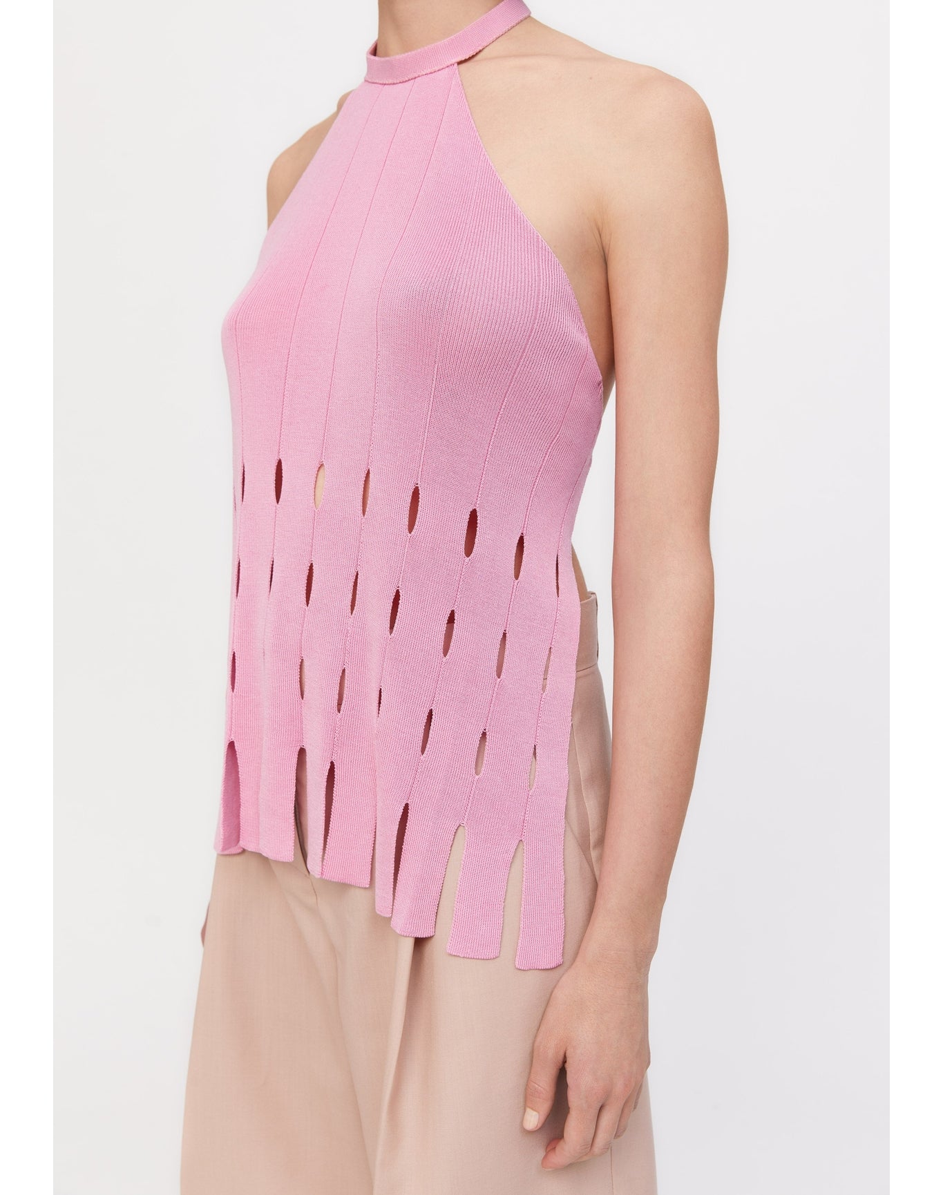 Clover | Backless Fringe Top | Electric Rose