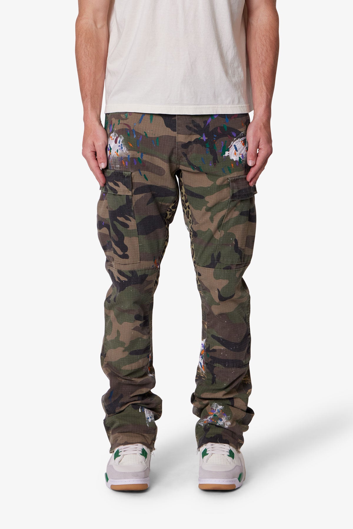 Contrast Bootcut Cargo Pants | Woodland Camo