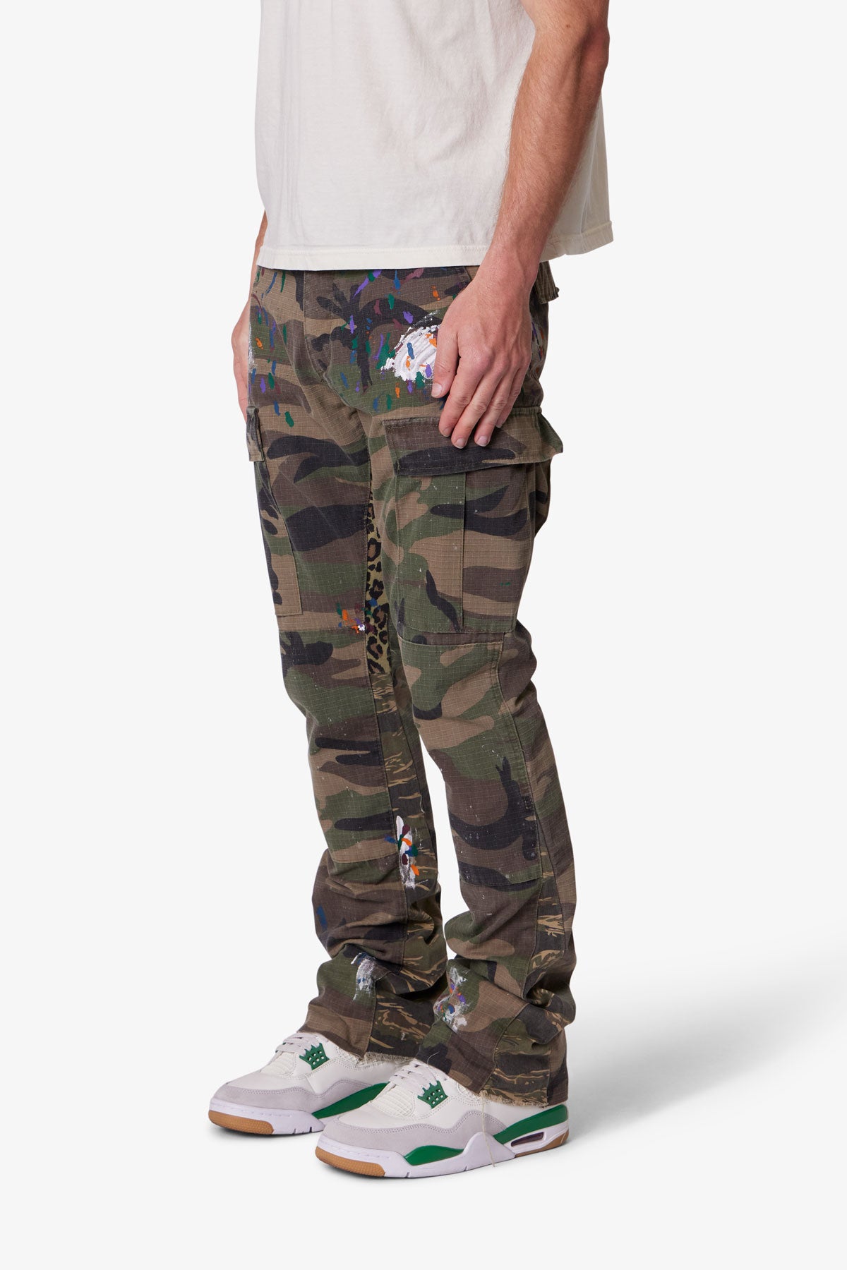 Contrast Bootcut Cargo Pants | Woodland Camo