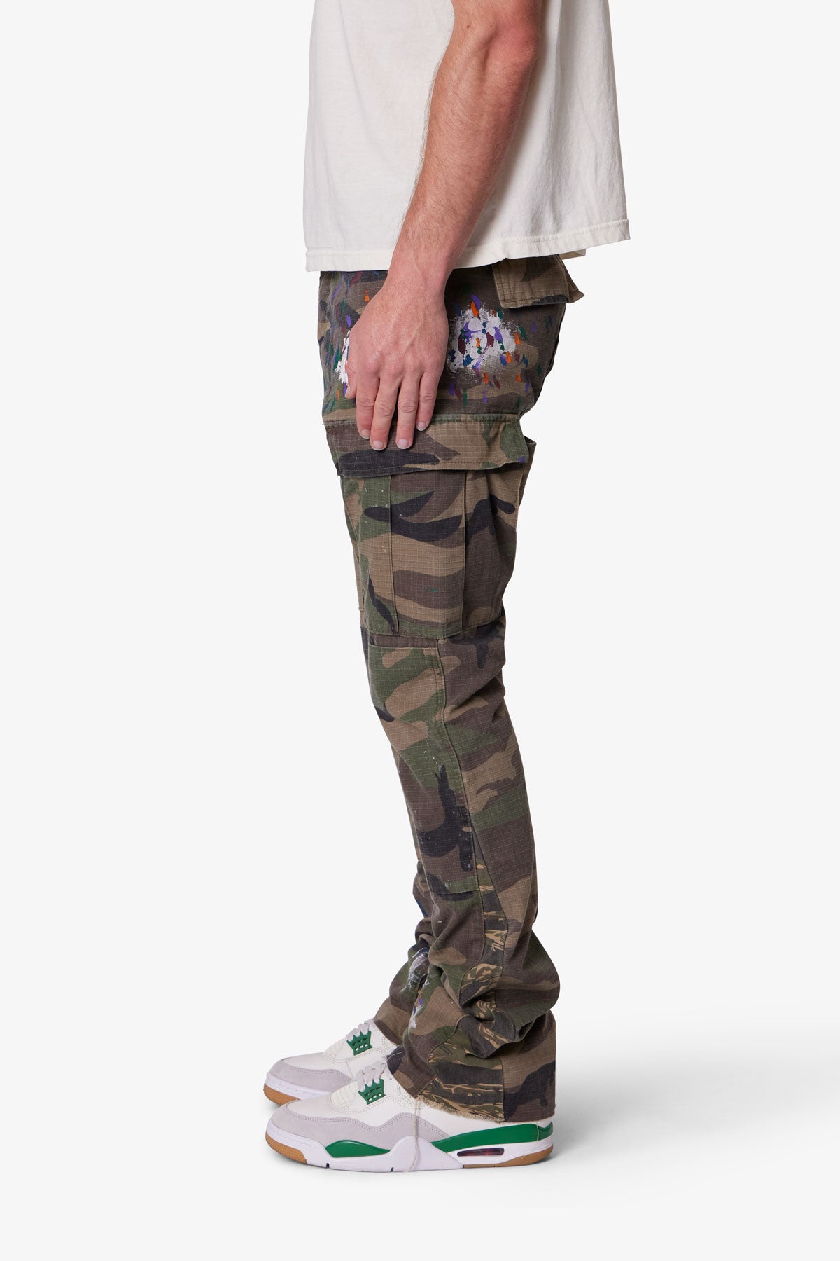 Contrast Bootcut Cargo Pants | Woodland Camo