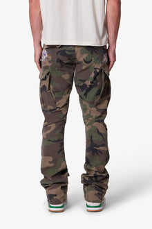 Contrast Bootcut Cargo Pants | Woodland Camo