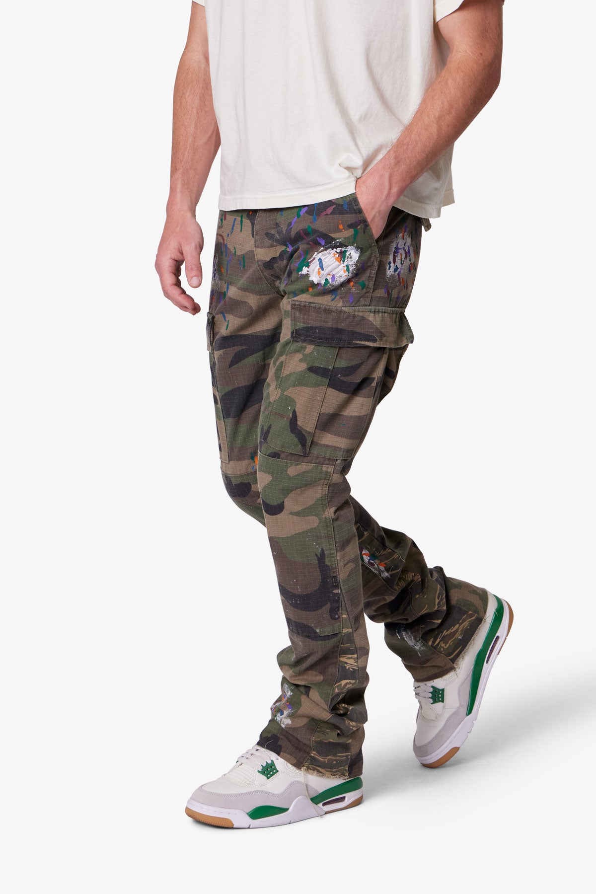 Contrast Bootcut Cargo Pants | Woodland Camo