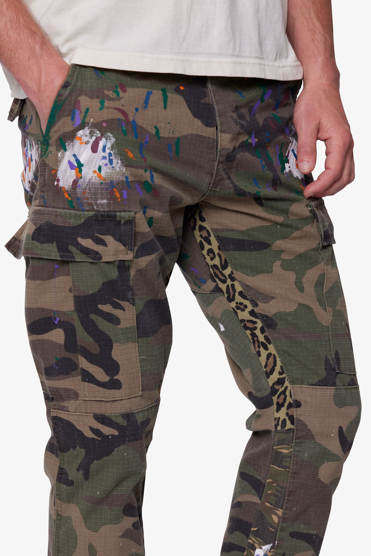Contrast Bootcut Cargo Pants | Woodland Camo
