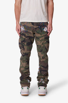 Contrast Bootcut Cargo Pants | Woodland Camo