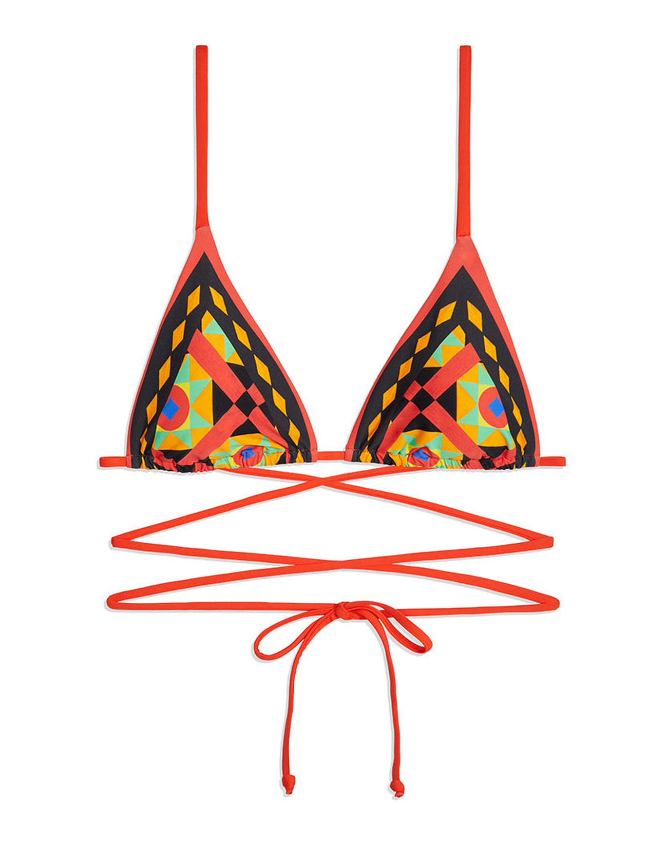 Cooper Wrap Mosaic Bikini Top | Black