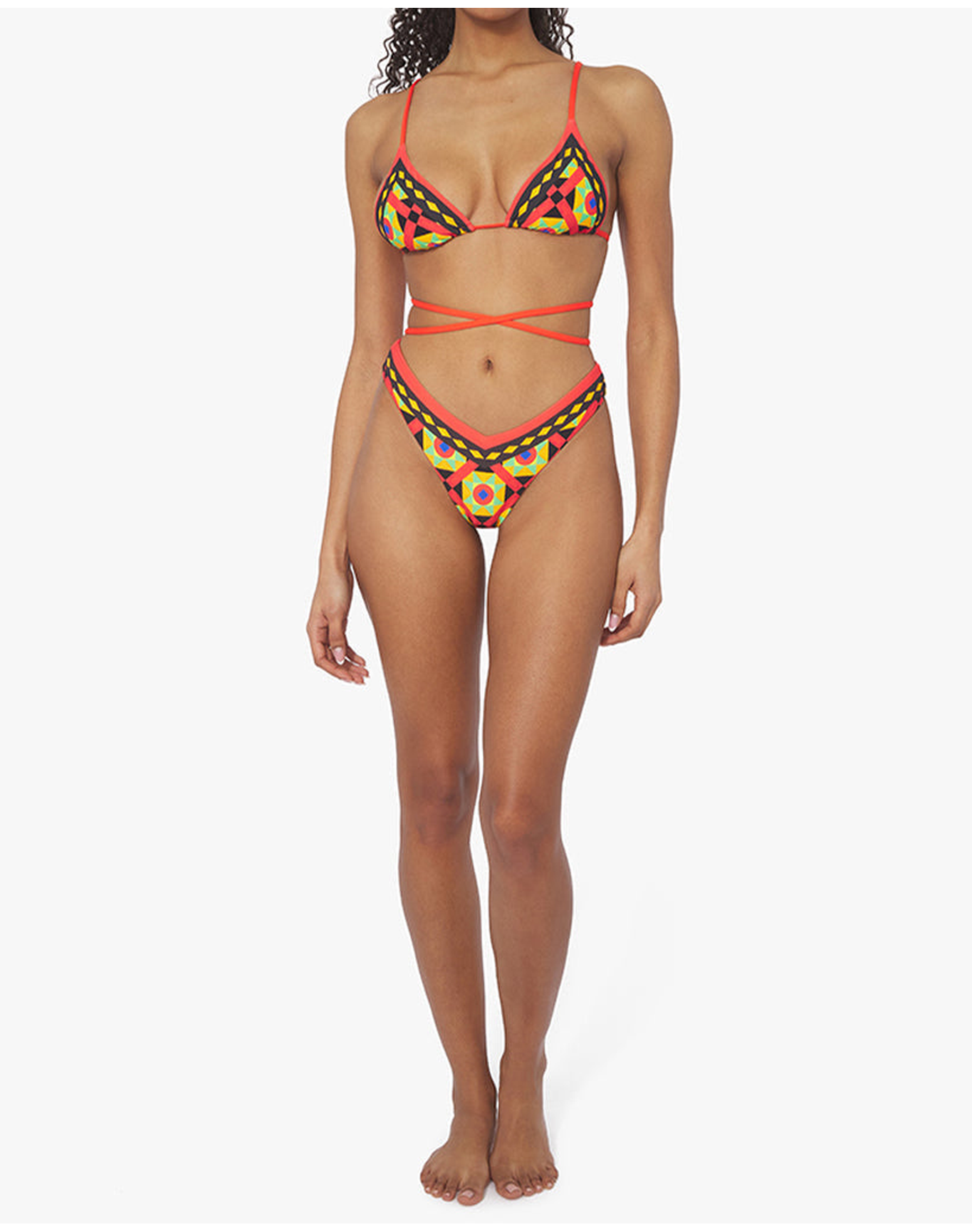 Cooper Wrap Mosaic Bikini Top | Black