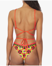 Cooper Wrap Mosaic Bikini Top | Black