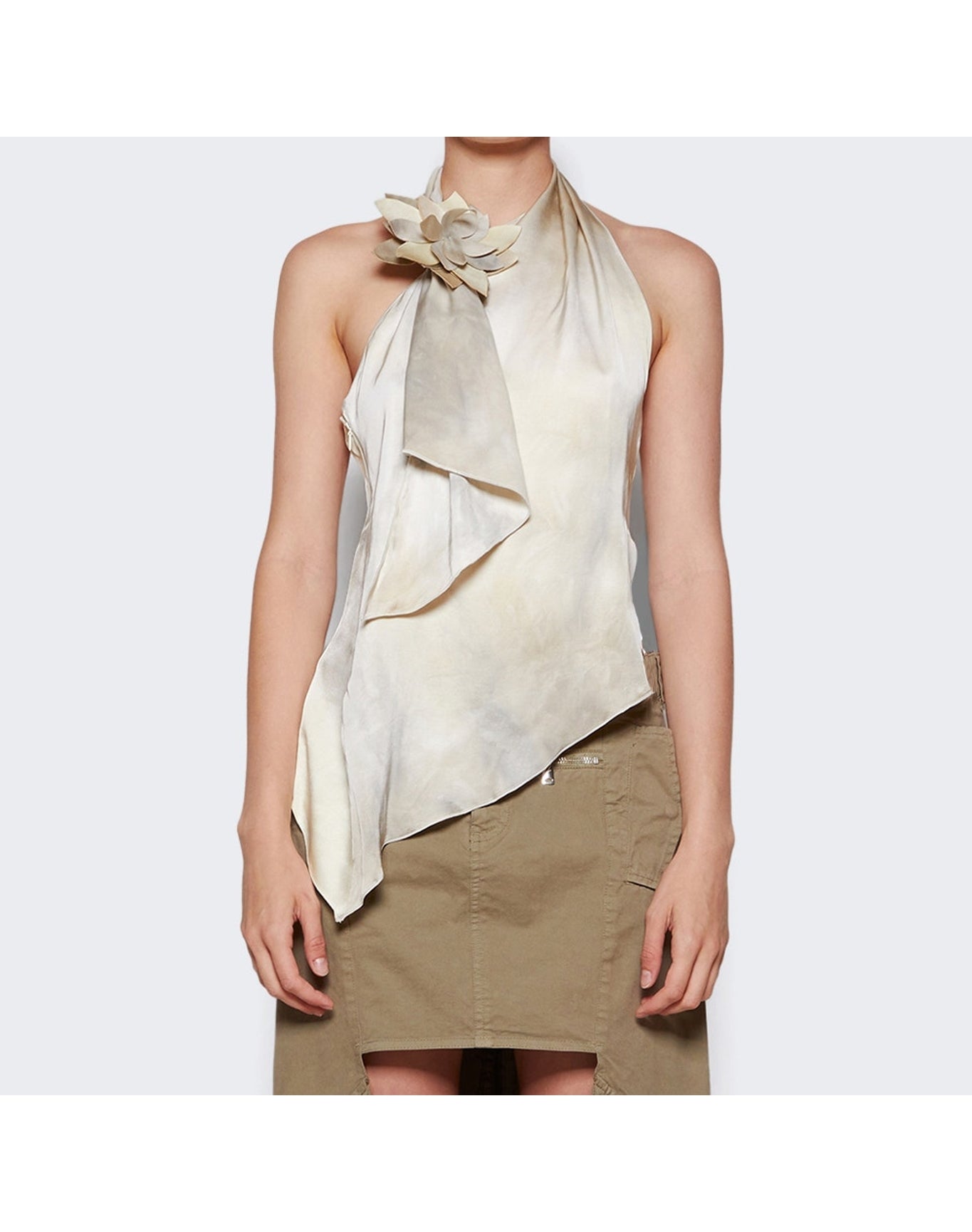 Coperni | Women | Flower-detail Asymmetric Top | Bone Ivory