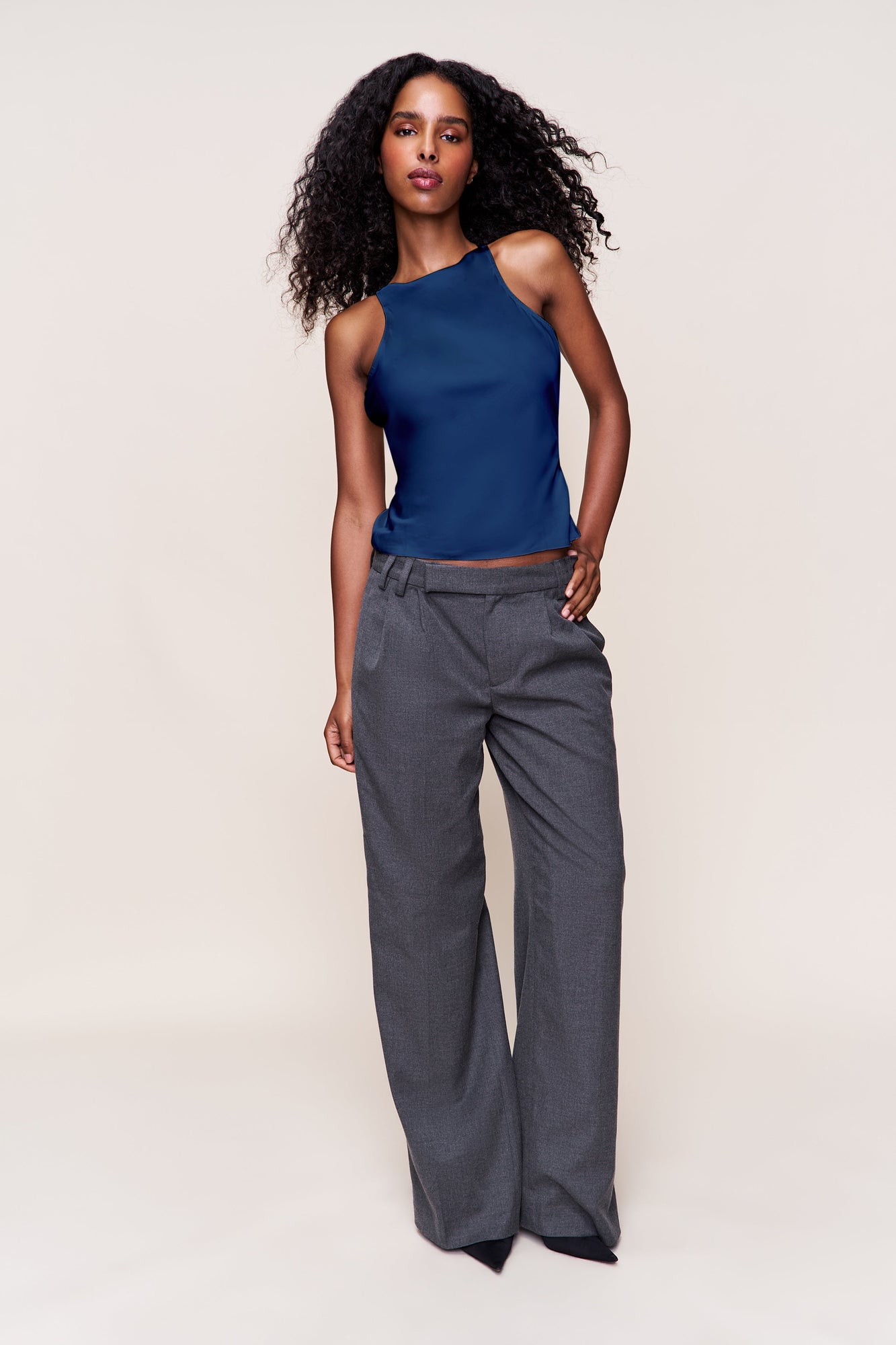 Womens | Regine Cowl Neck Top | Navy