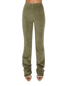 Corduroy Ruched Woven Leggings | Deep Sage