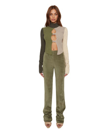 Corduroy Ruched Woven Leggings | Deep Sage