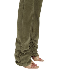 Corduroy Ruched Woven Leggings | Deep Sage