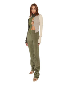 Corduroy Ruched Woven Leggings | Deep Sage