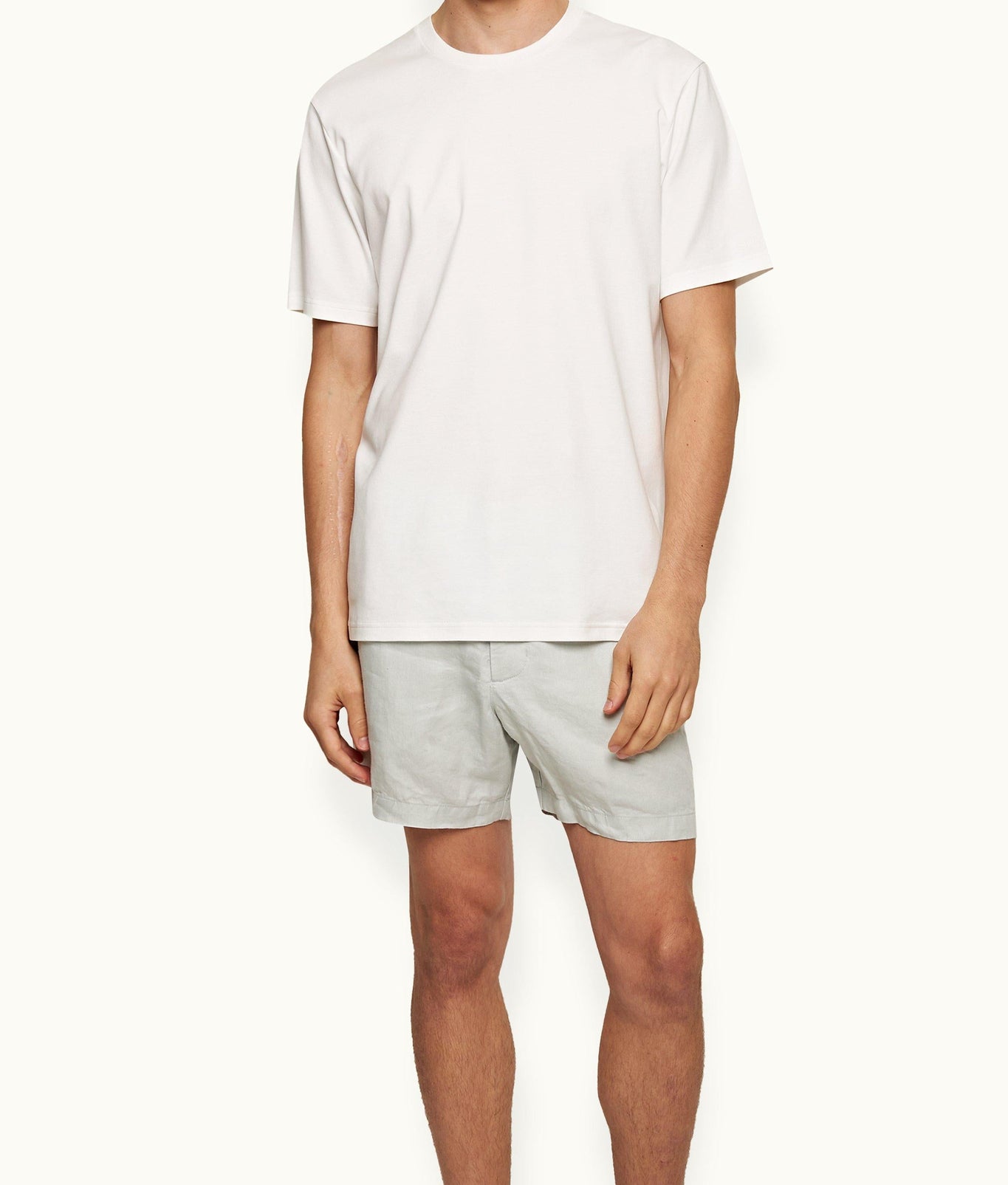 Cornell Linen Easy Tailored Fit Washed Linen Shorts | White Jade
