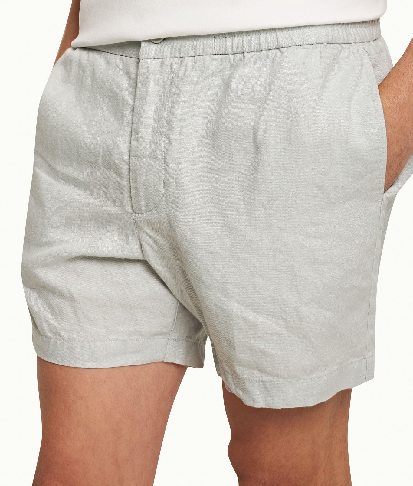 Cornell Linen Easy Tailored Fit Washed Linen Shorts | White Jade
