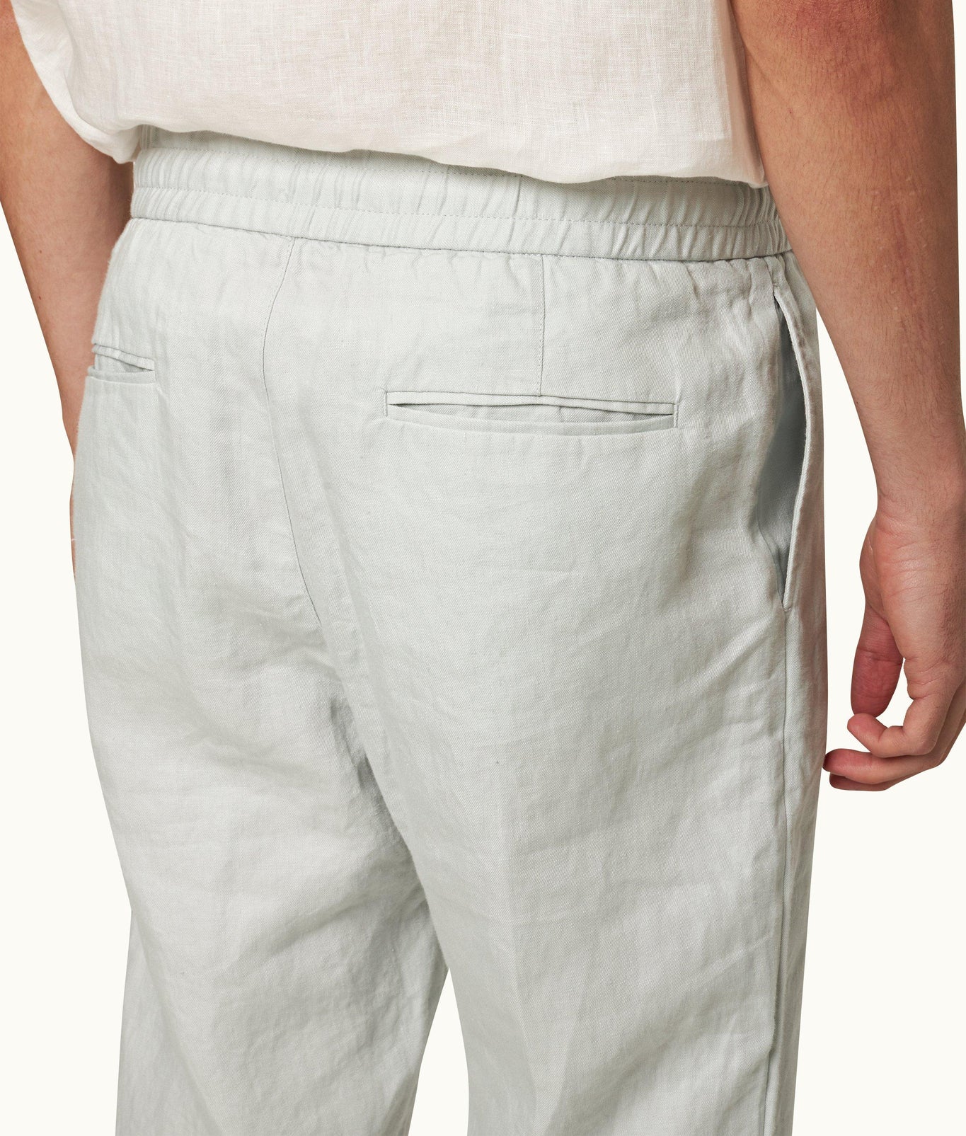 Cornell Linen Tailored Fit Washed Linen Trousers | White Jade