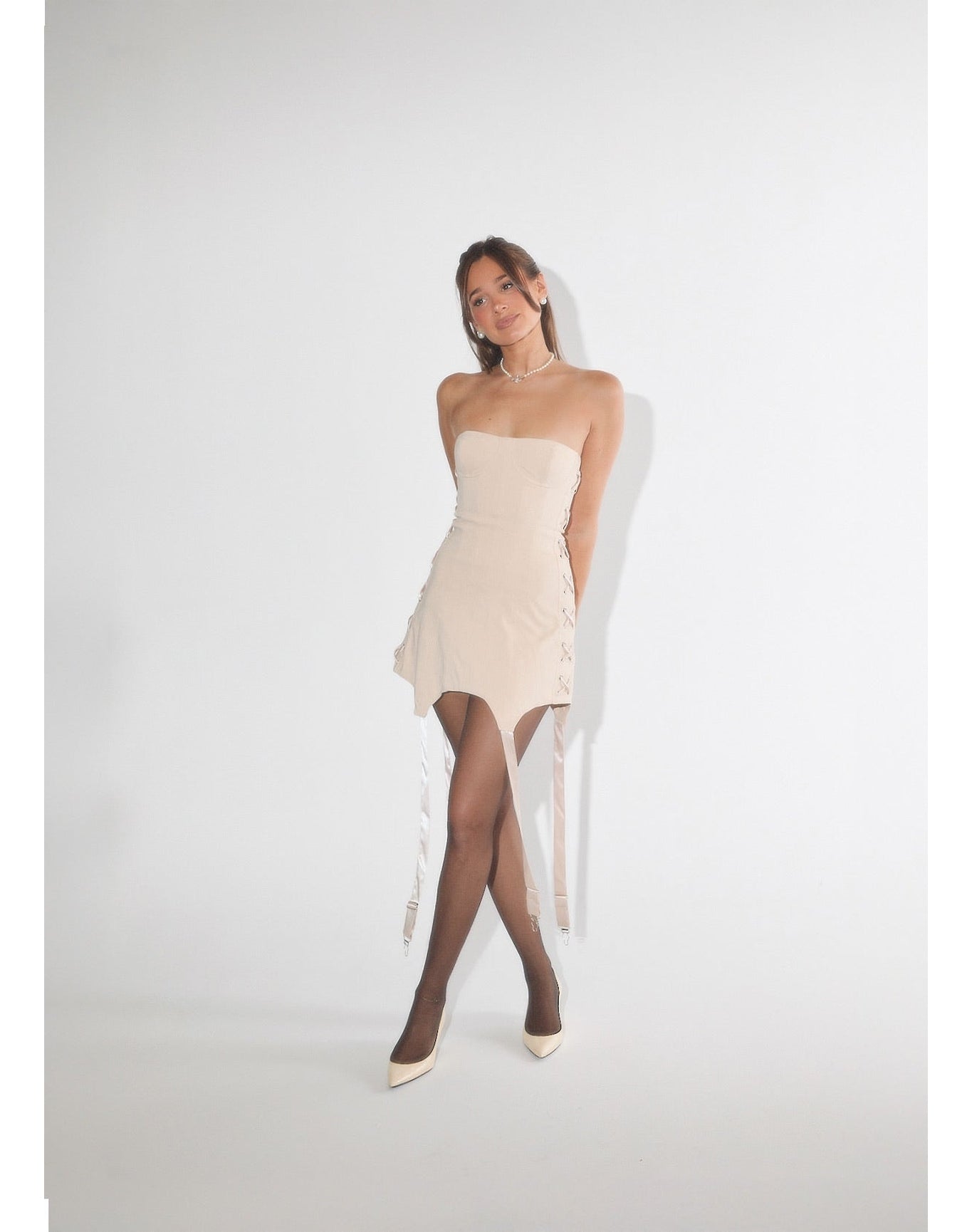 Corset Garter Mini Dress | Blush