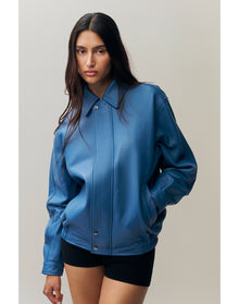 Costa Leather Jacket | Sapphire
