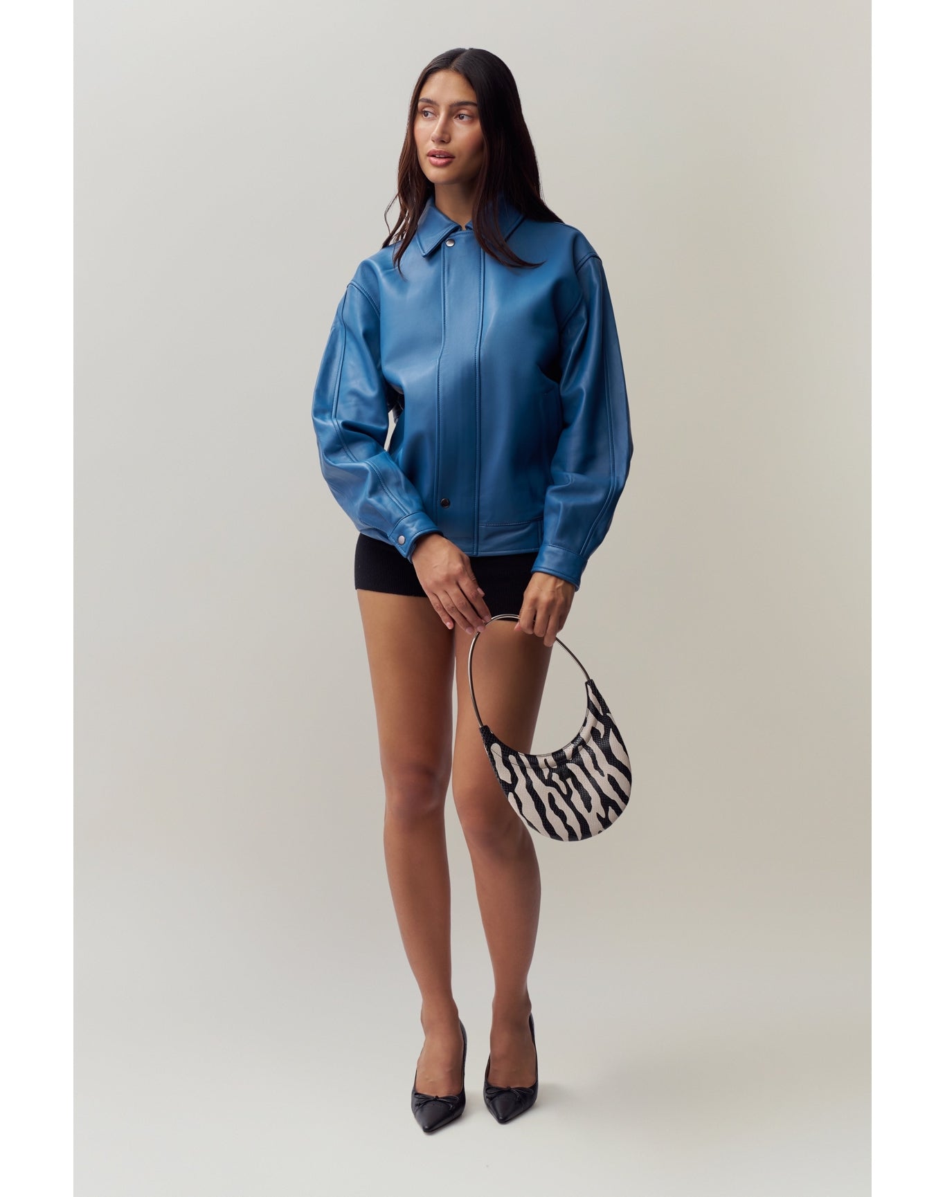 Costa Leather Jacket | Sapphire