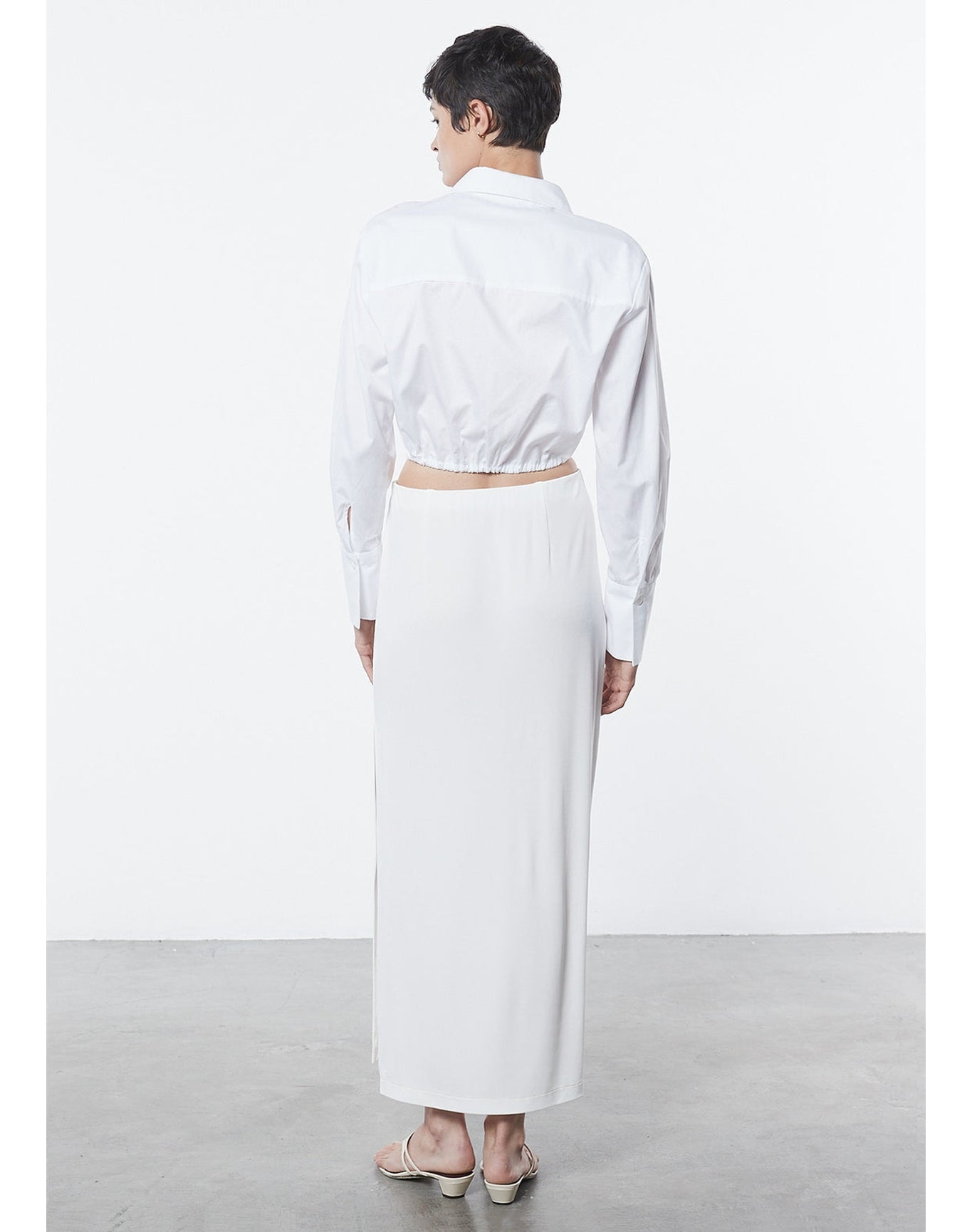 Cotton Drawcord Shirt | White