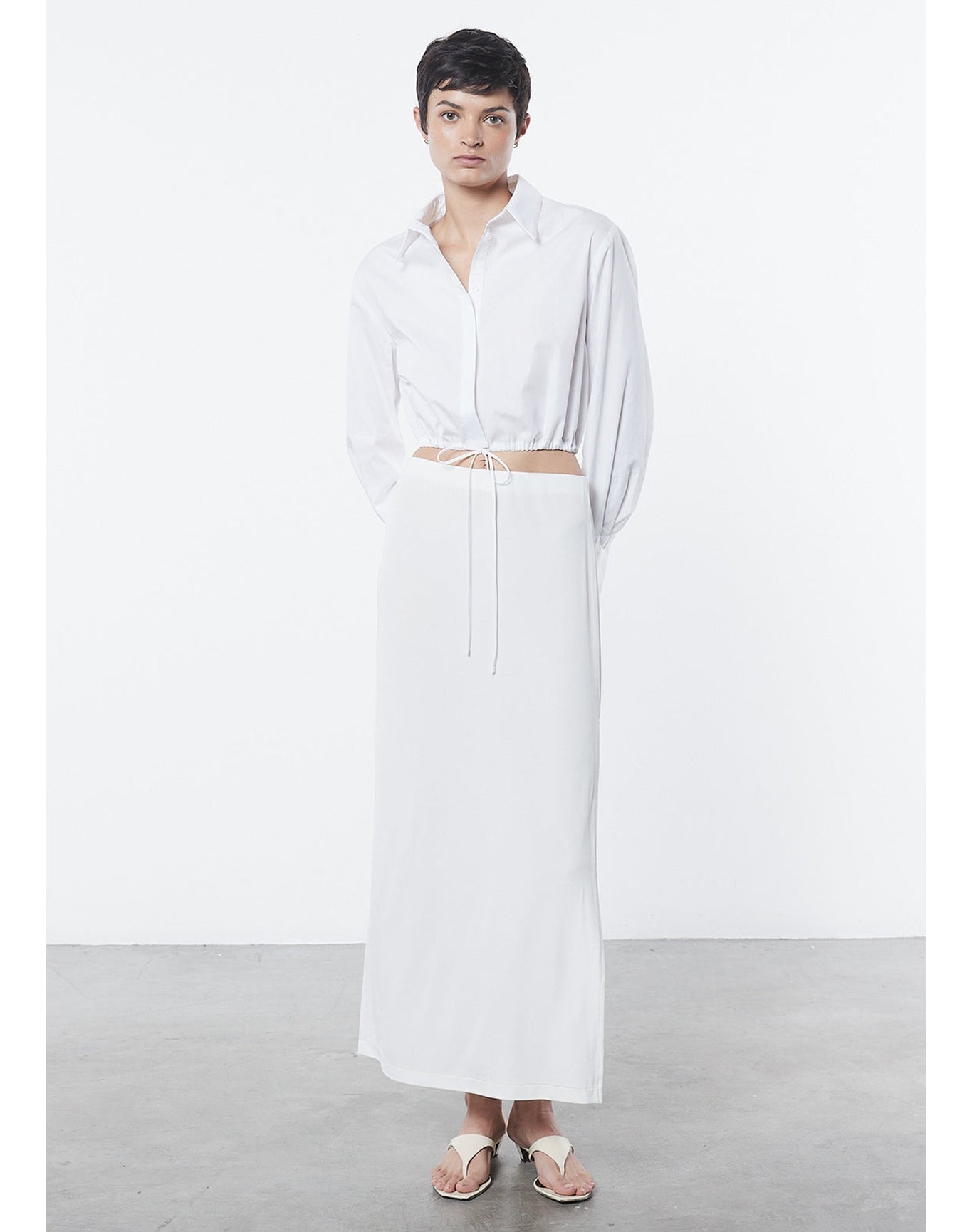 Cotton Drawcord Shirt | White