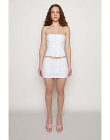 Cotton Eyelet Cargo Skirt | White